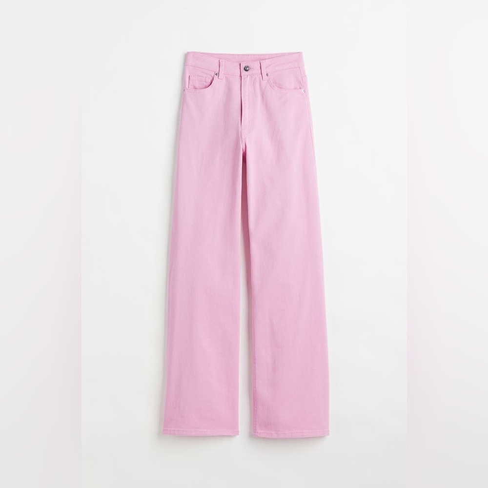 H&M wide leg high rise light pink jeans size 2